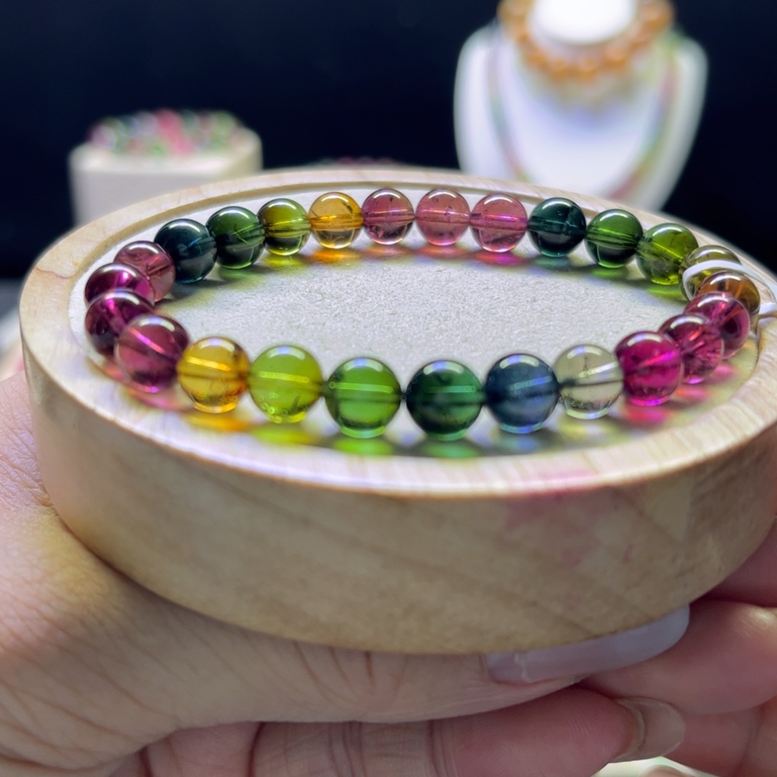 手链未镶嵌碧玺老矿7.4mm