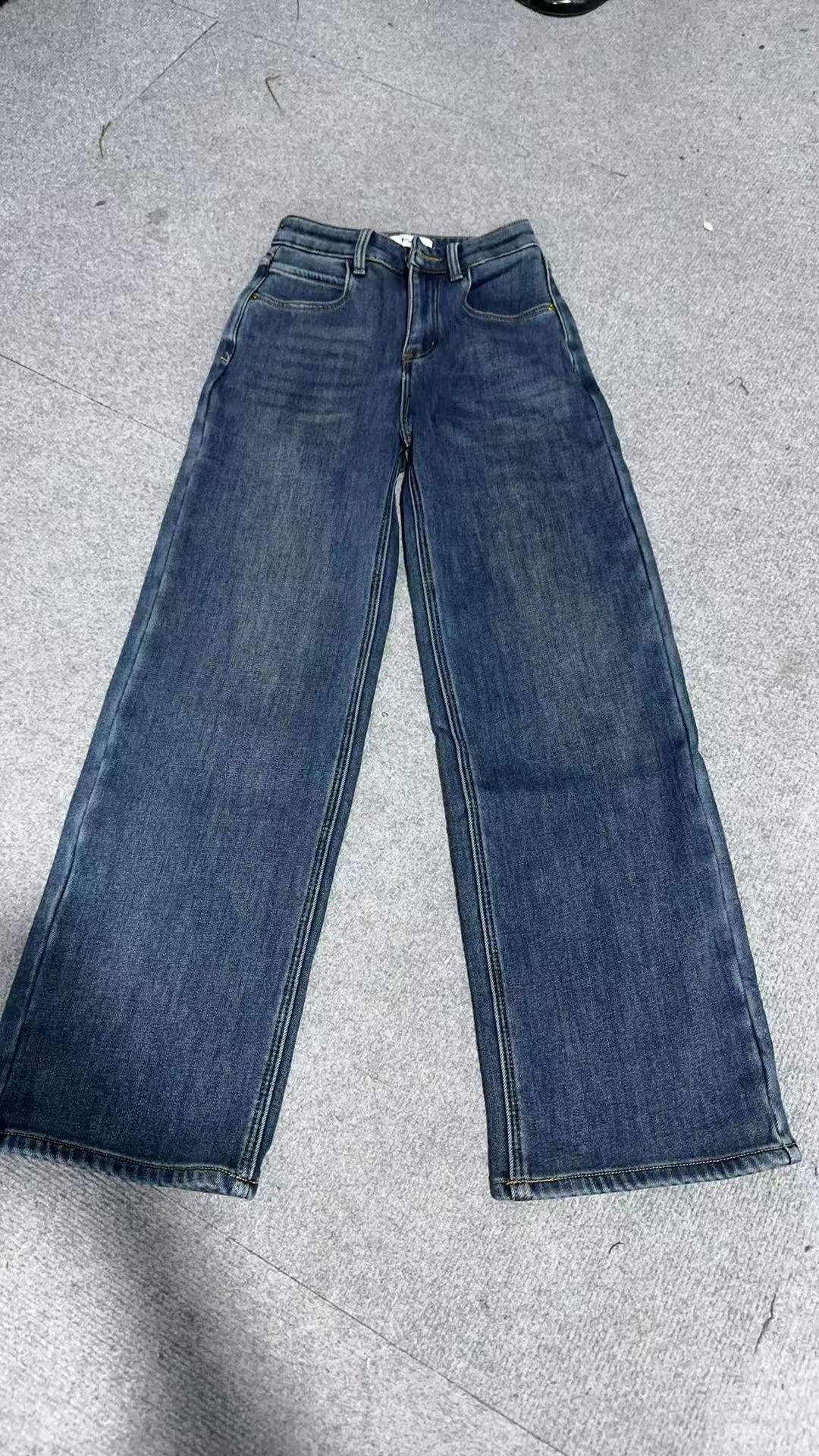 【23号1275】2025冬季新款内里密密绒高腰时尚百搭窄版直筒牛仔裤