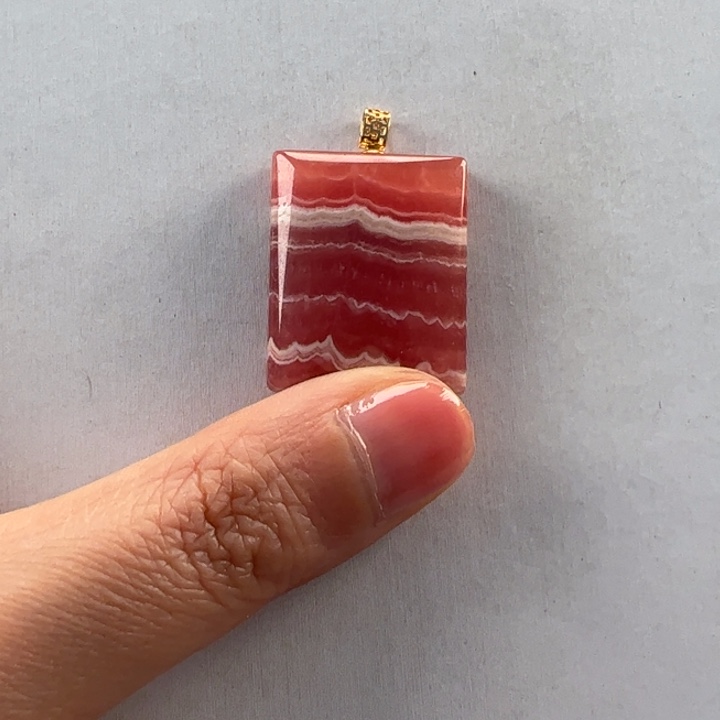 菱锰矿（红纹石）吊坠(赠链)18K金镶嵌