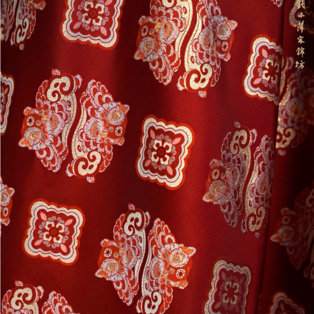 狮狮如意红色名家宋锦钱小萍宋锦品牌宋锦手作做包包发夹葫芦