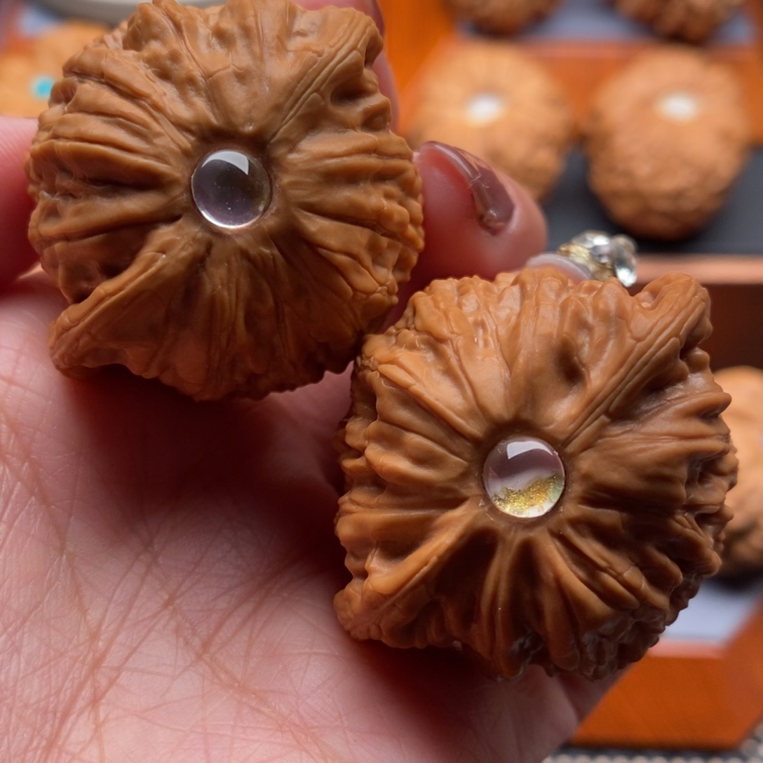 文玩核桃把件41尺寸公子帽镶嵌