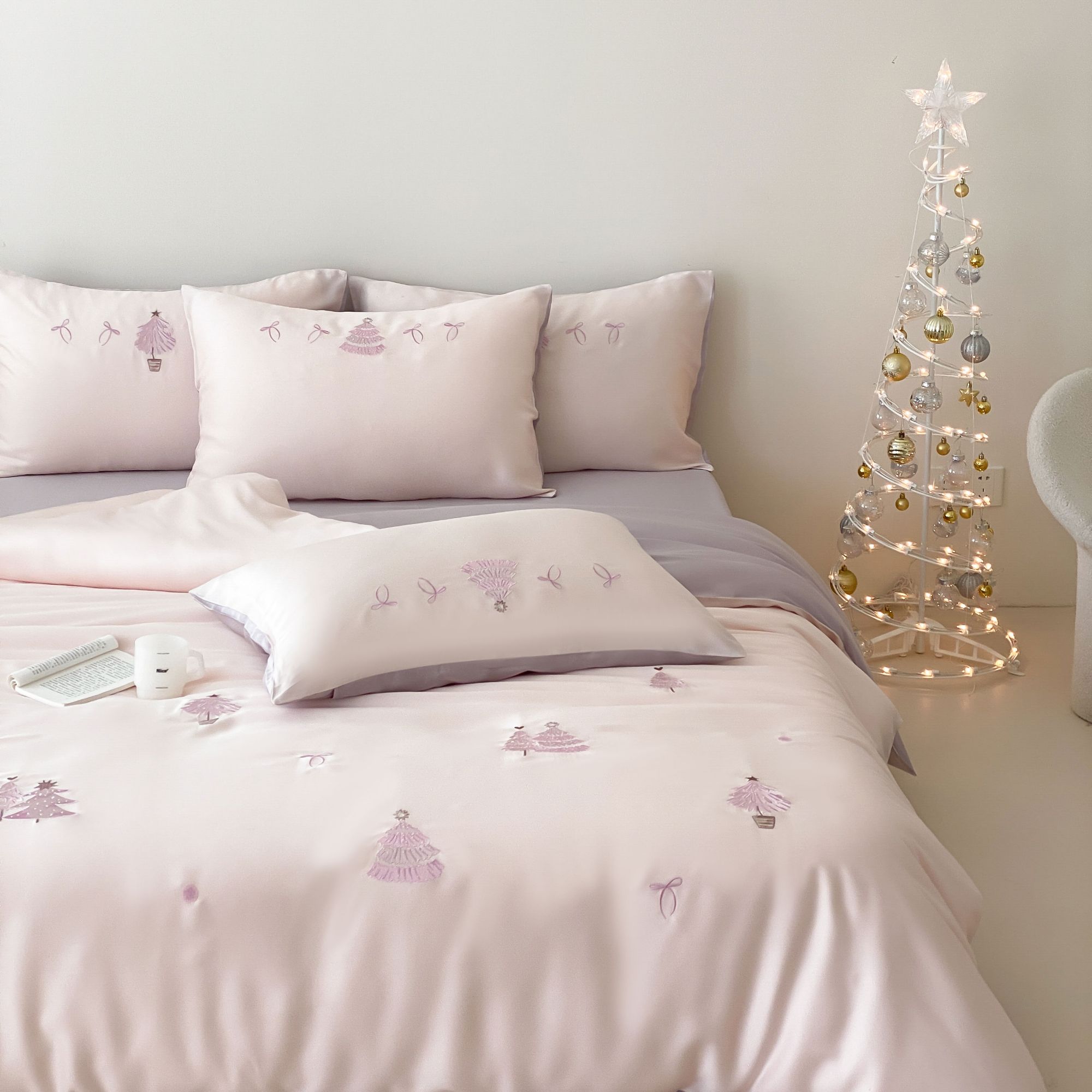 莱赛尔天丝轻奢绣花凉感卡通款四件套床品-幸运树