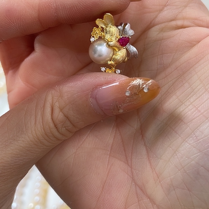 吊坠(不含链)银S925镶嵌海水珍珠