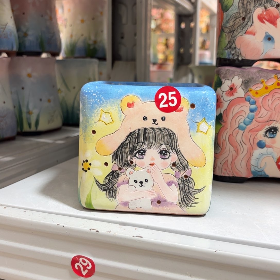 紫砂花盆景德镇手绘花盆陶瓷8/10