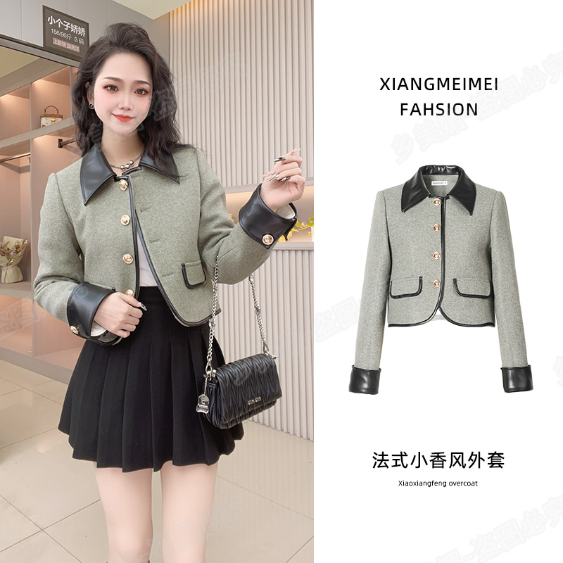 春秋2024新款气质小香风呢子短款外套女韩版高级感百搭小个子时尚