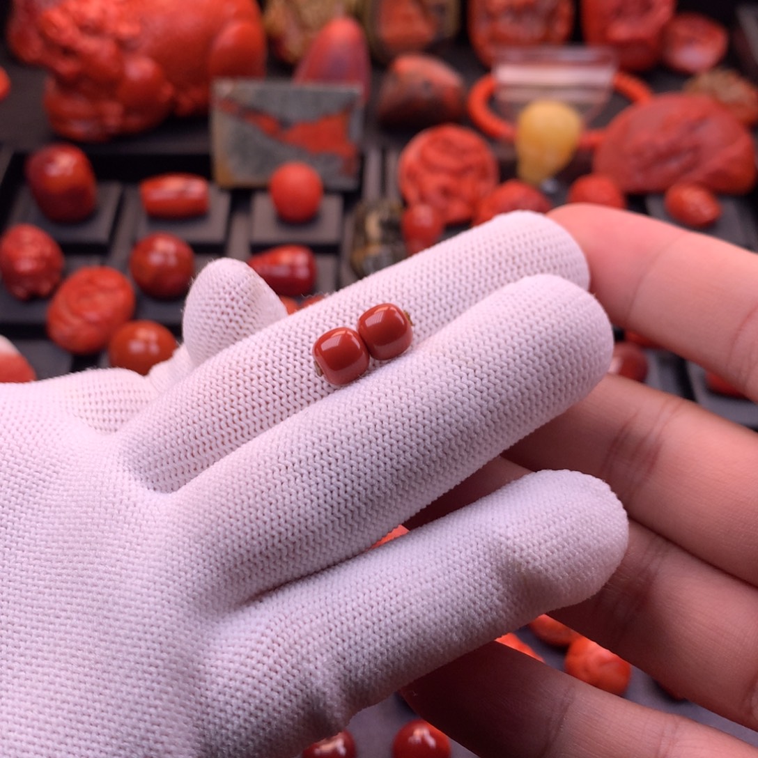 南红玛瑙未镶嵌【传仁】川料瓦西原矿满色满肉老型对珠8mm