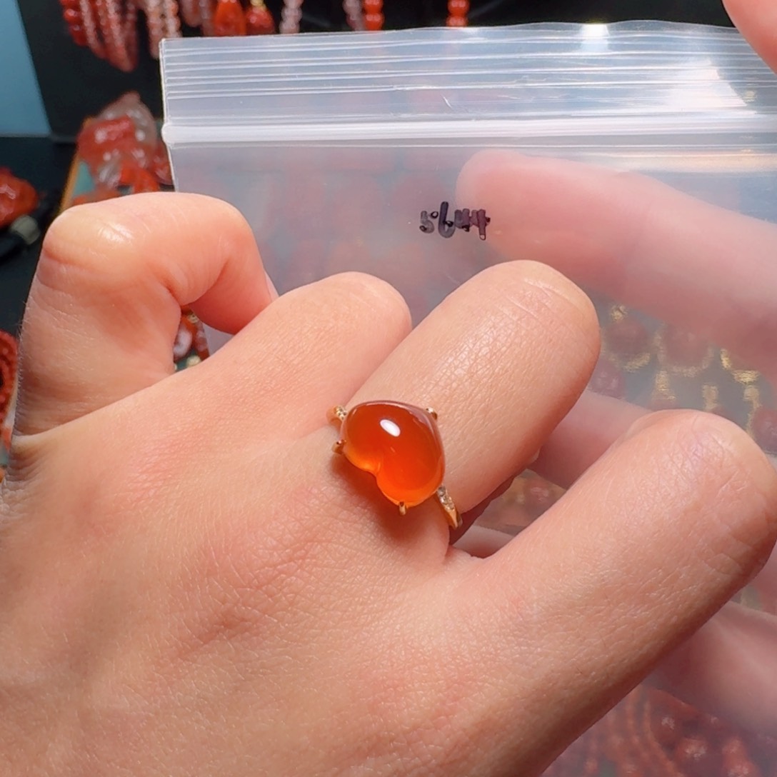 南红玛瑙南红戒指银S925镶嵌