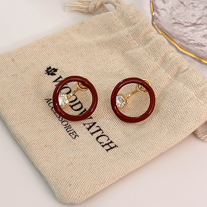 铜合金合成锆石耳饰 气质时尚法式耳饰百搭个性圈圈耳饰女N1412