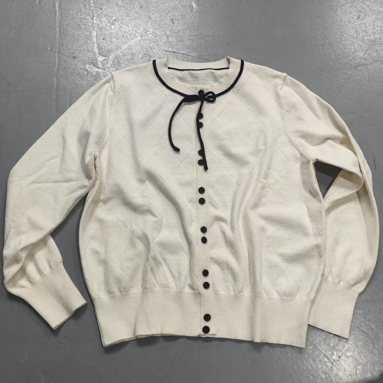 【南油玲姐】白色数字款开衫新款针织衫MY1002