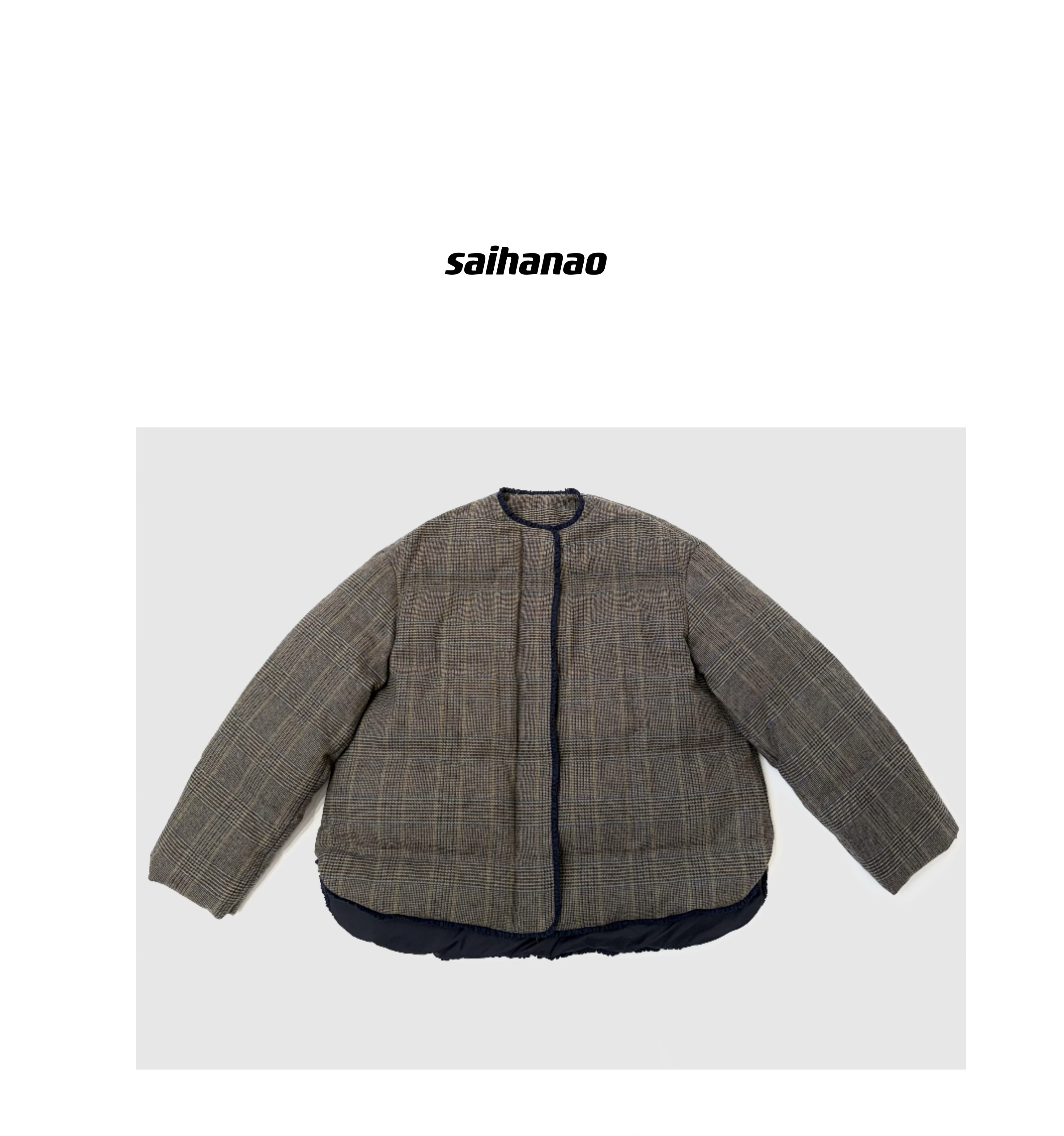 圆领花边侧开叉羽绒服