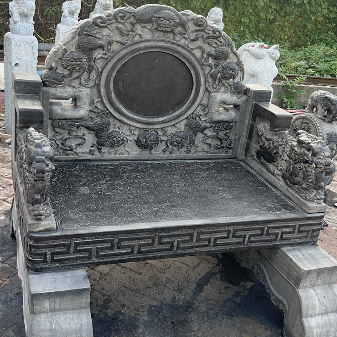 青石亲王椅，高浮雕工艺