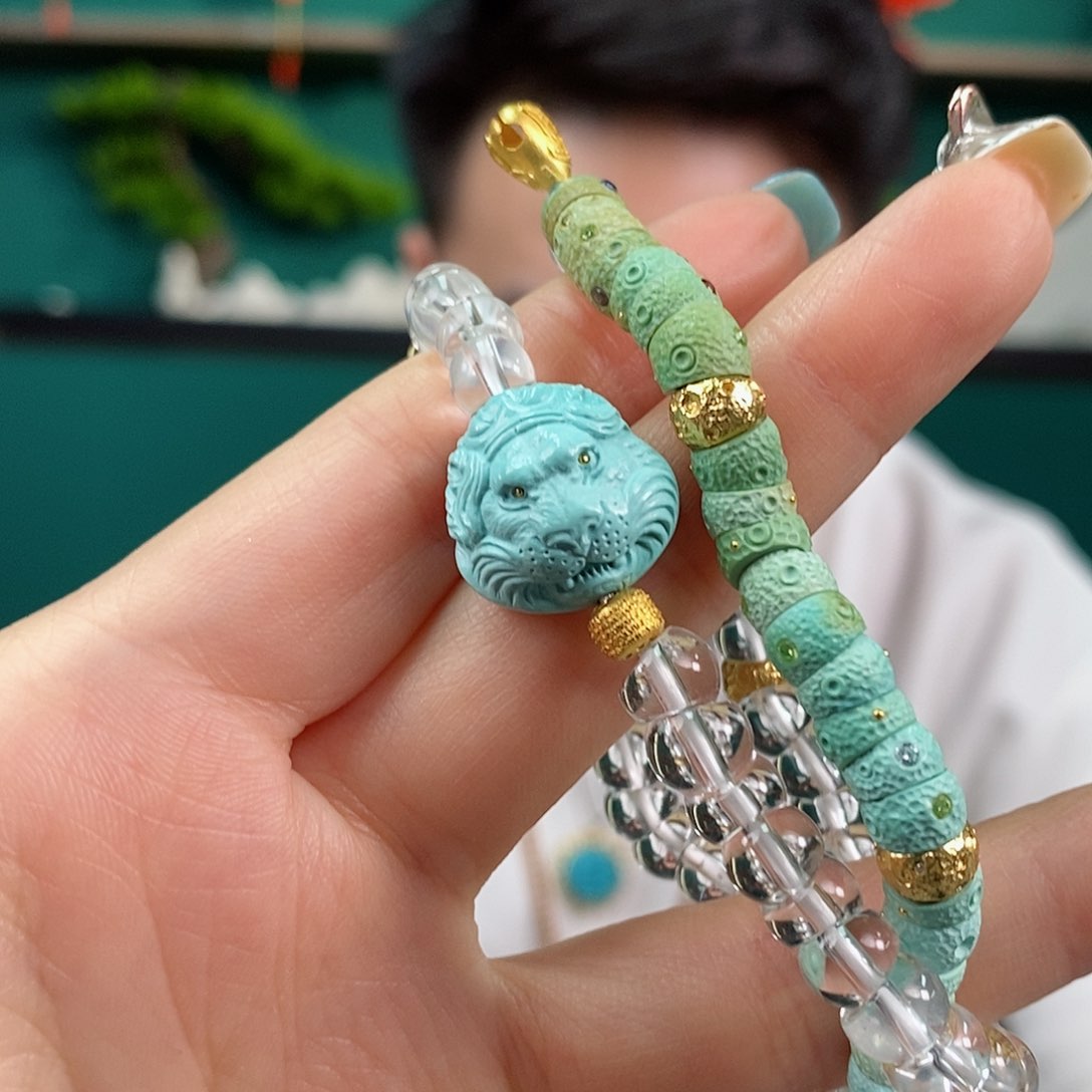 绿松石珠宝奇石18K金镶嵌