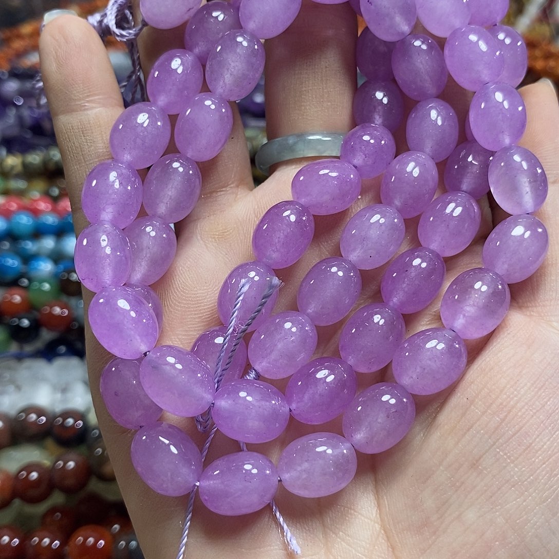 玛瑙/玉髓未镶嵌珠宝半成品紫玉随型一条卡10mm