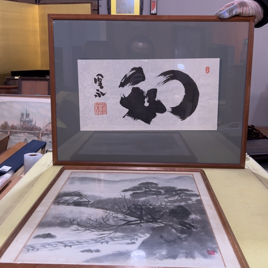 绘画白*屏风框画茶空间设计回流
