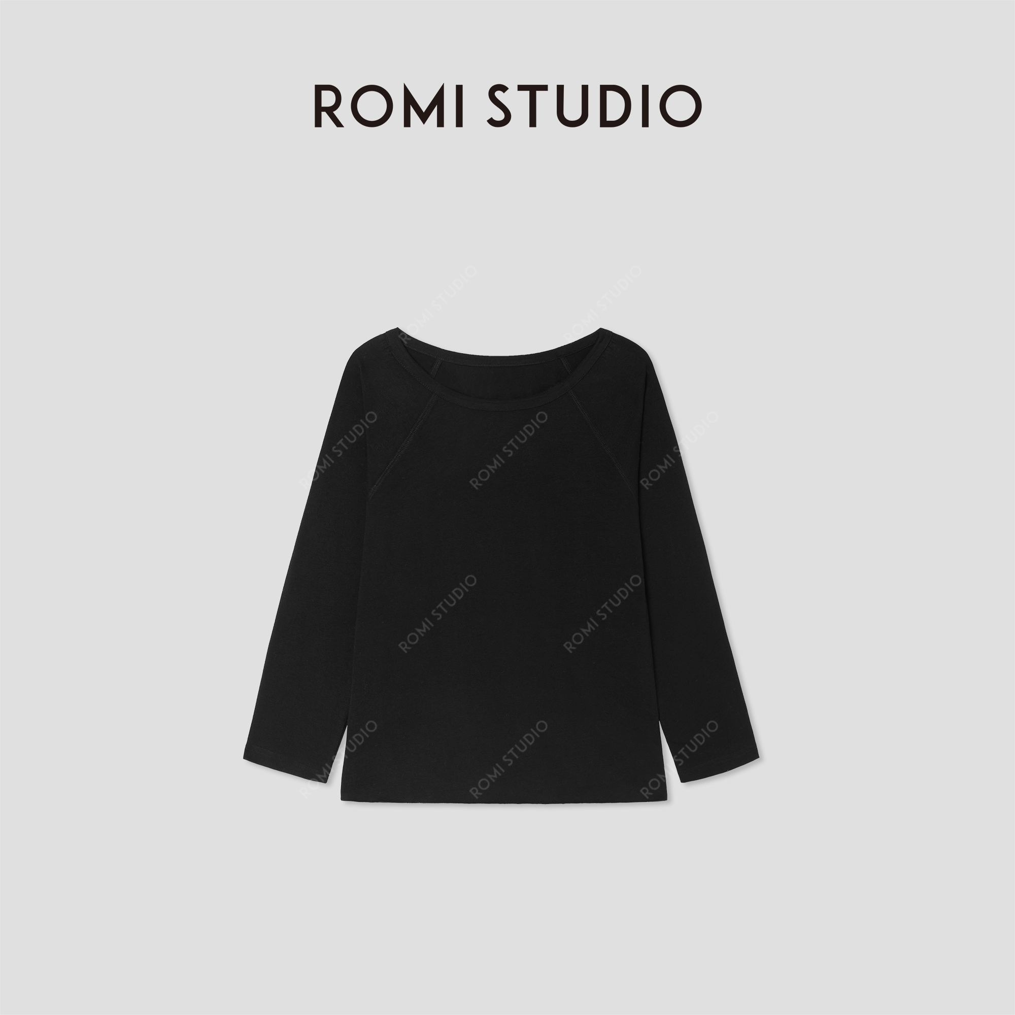 ROMI STUDIO“法式优雅”卷边弹力肤感休闲圆领中袖T恤 RW24AS41334