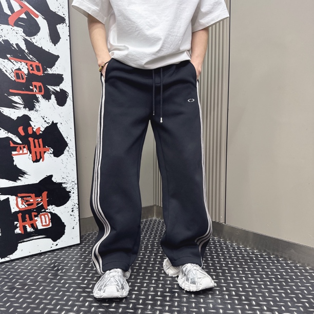 白灰条纹休闲裤男秋冬季宽松直筒运动卫裤痞帅潮流百搭垂感932