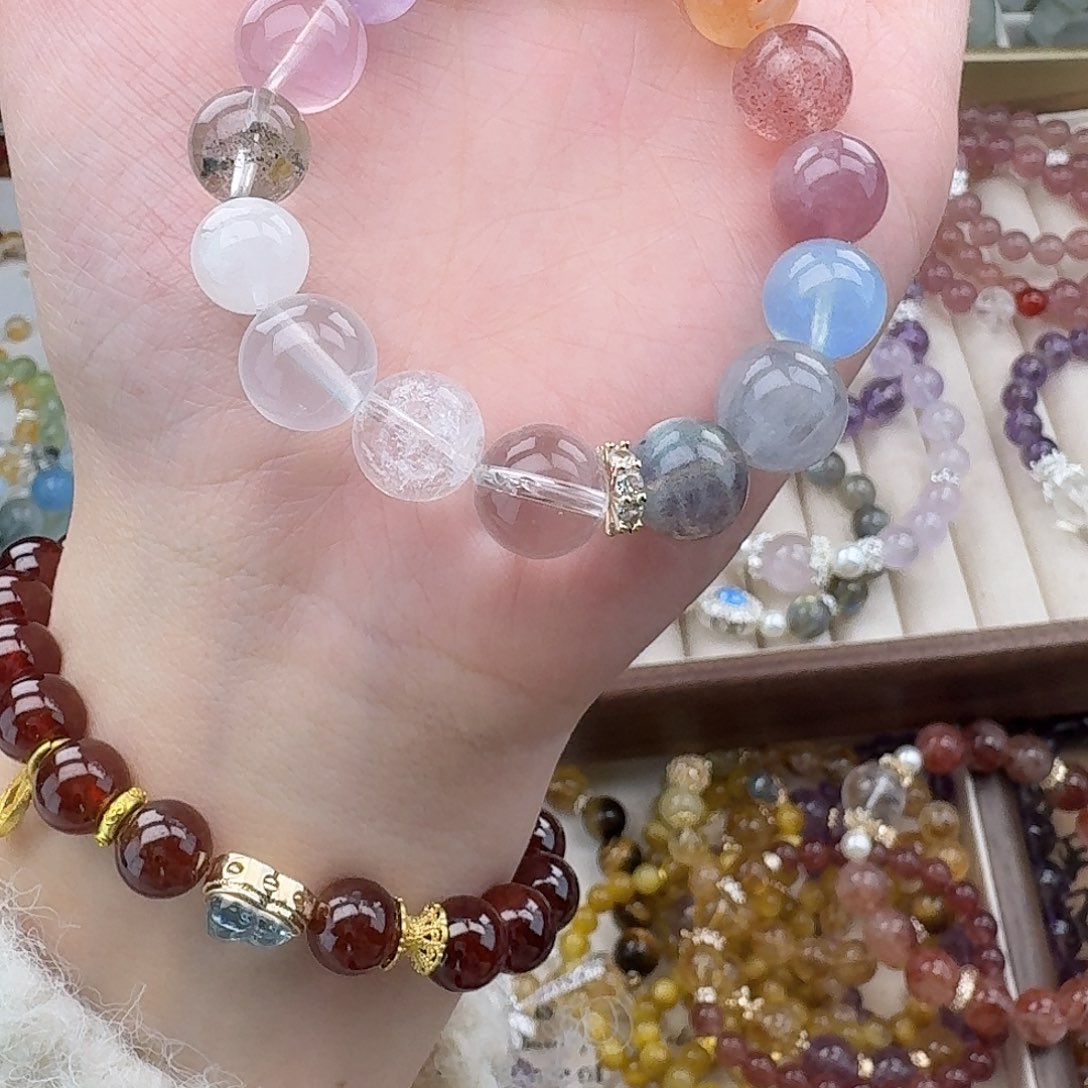 烟晶手链银S925镶嵌好