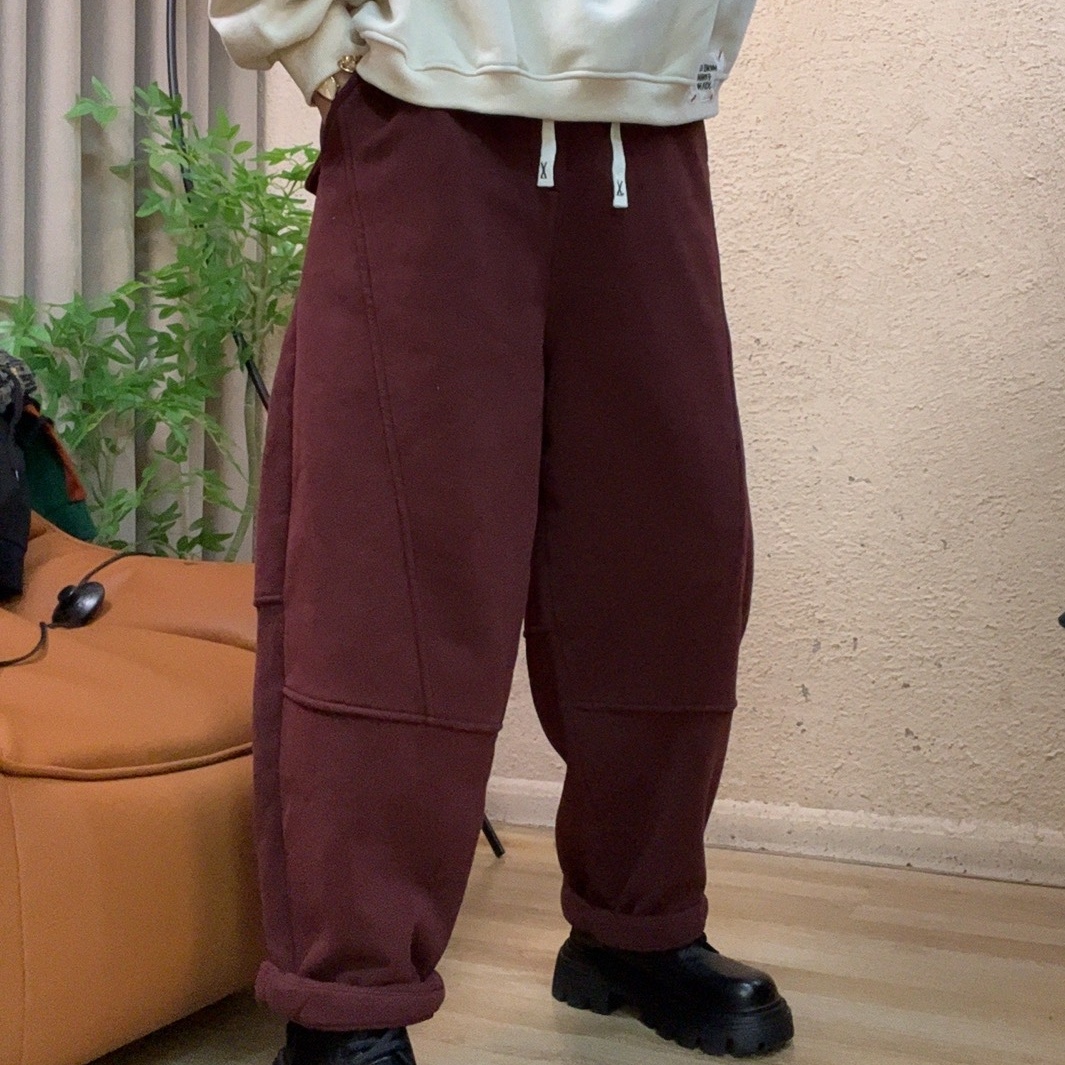 啵啵CM866后面两个口袋盖百搭加绒卫裤