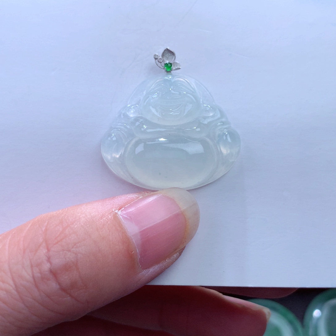 翡翠吊坠(不含链)18K金镶嵌