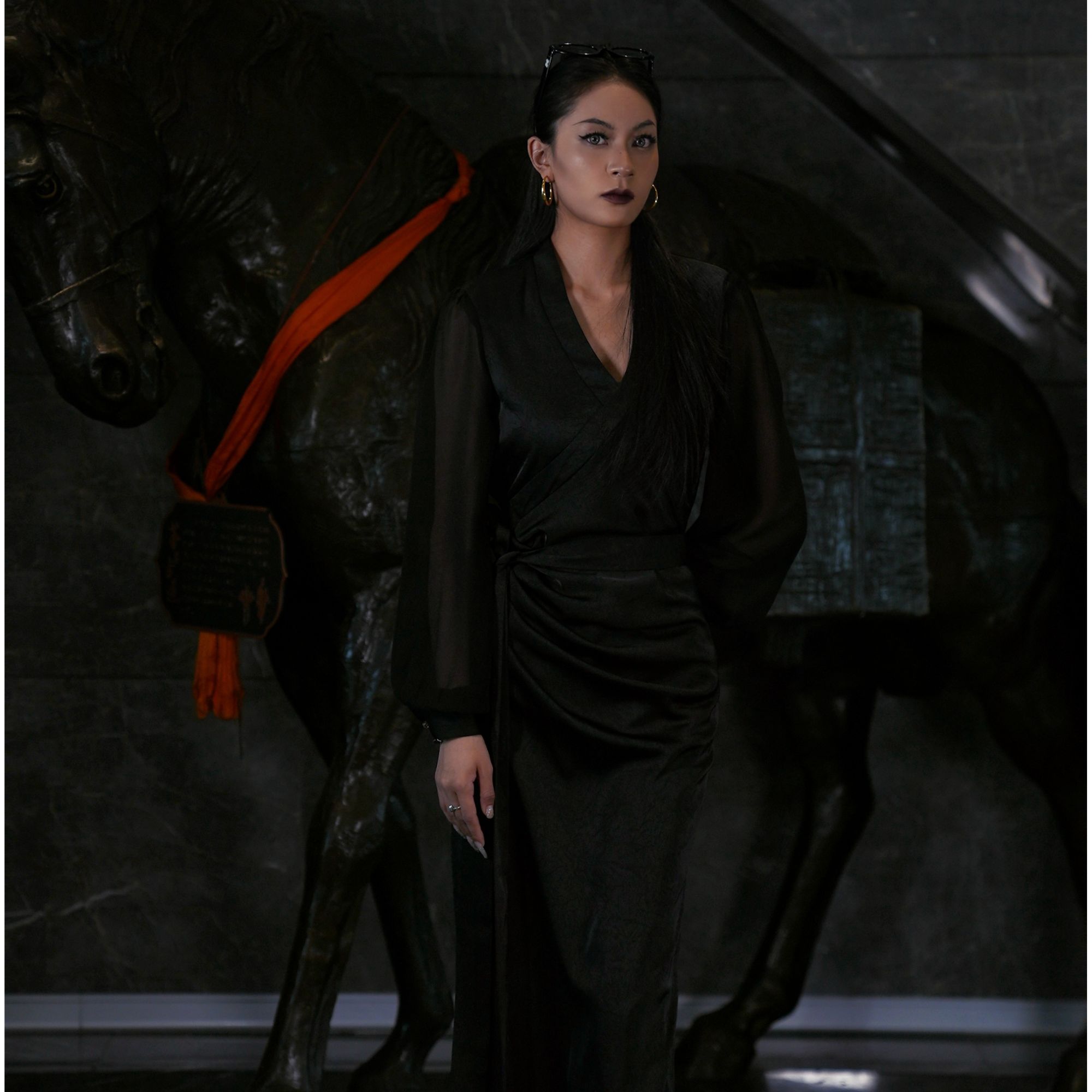 2025年春夏新款仿醋酸雪纺·抗皱不缩水修身博拉秋冬连衣裙黑色