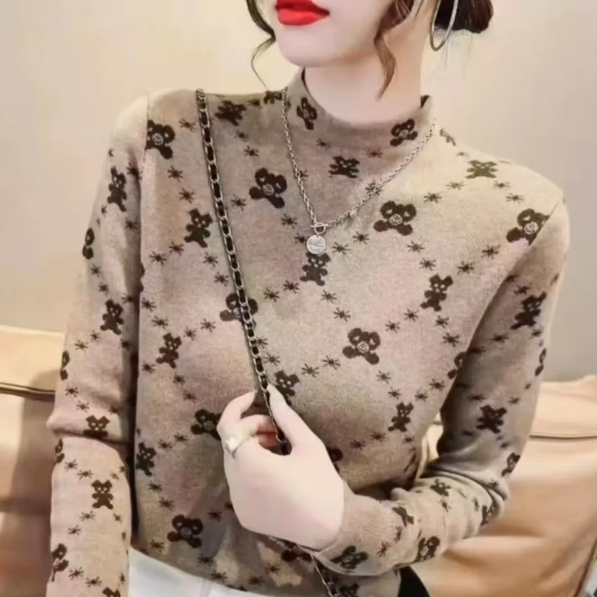 【小熊款】3双面德绒打底衫 不挑人款 秋冬时尚 设计感显瘦 流行