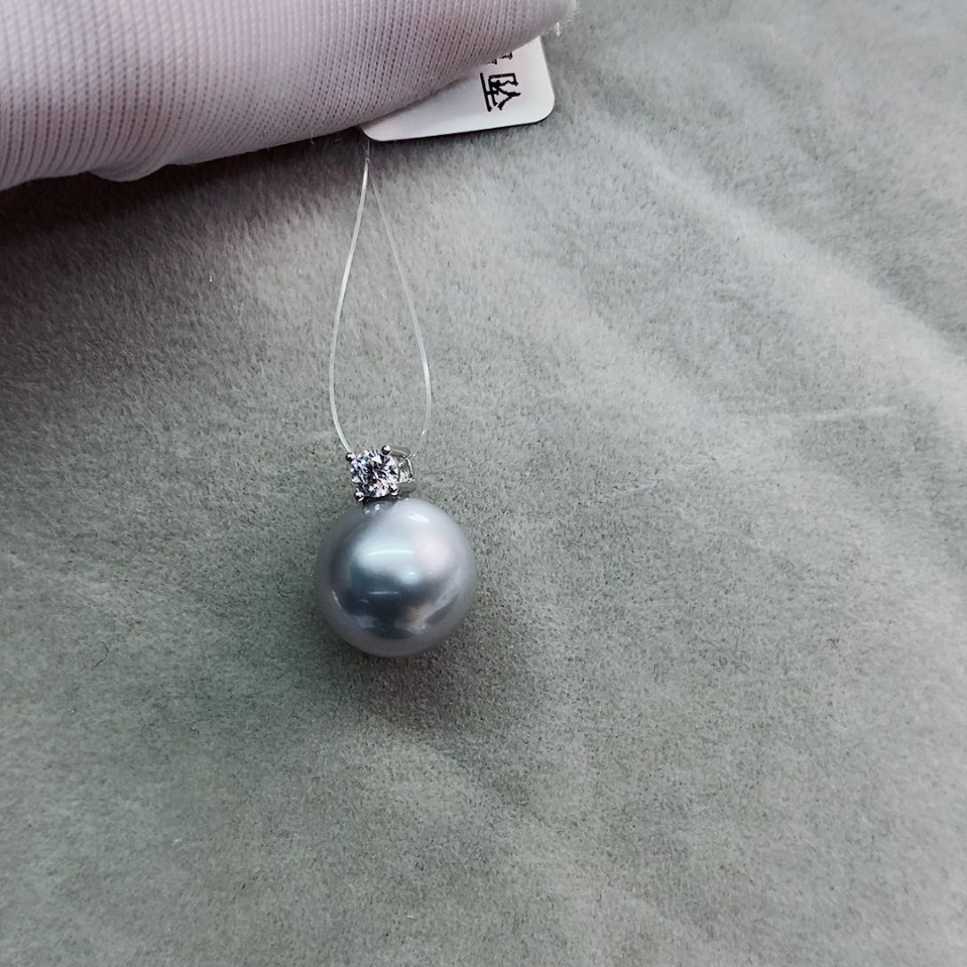 吊坠(不含链)银S925镶嵌海水珍珠10-11