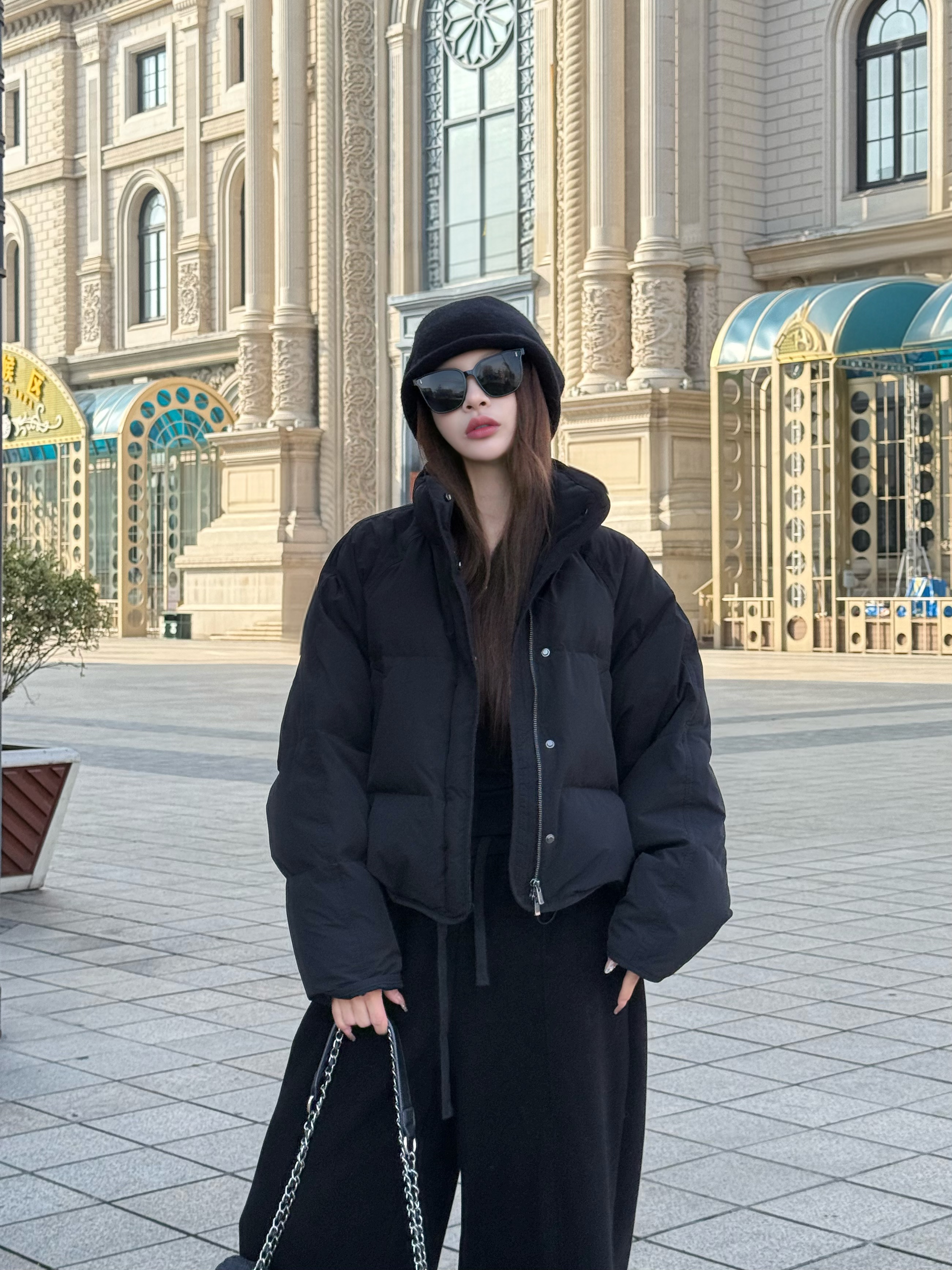 韩版立领短款羽绒服女2025冬季新款小个子加厚保暖面包服外套上衣