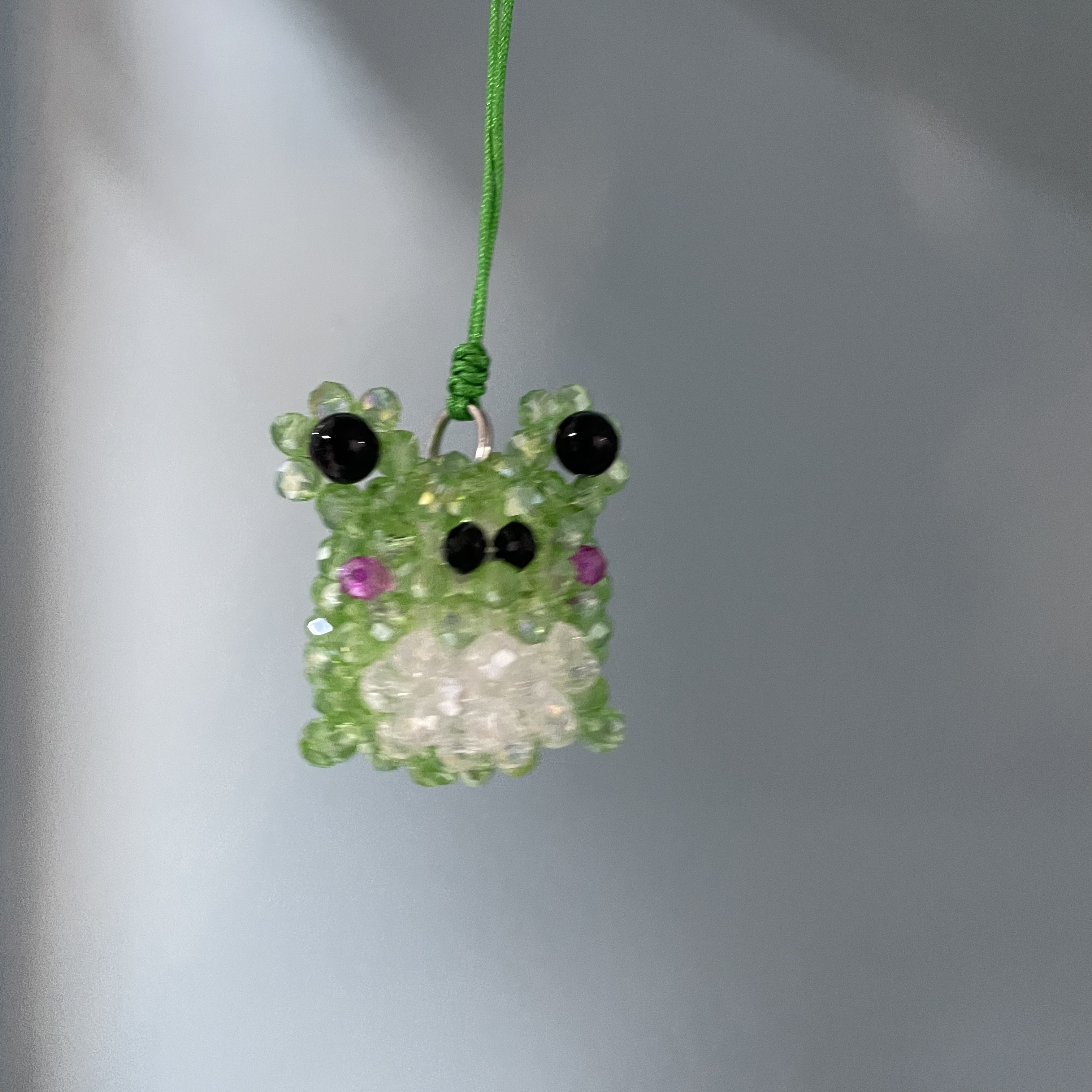 绳款编织绿色青蛙手机坠E812
