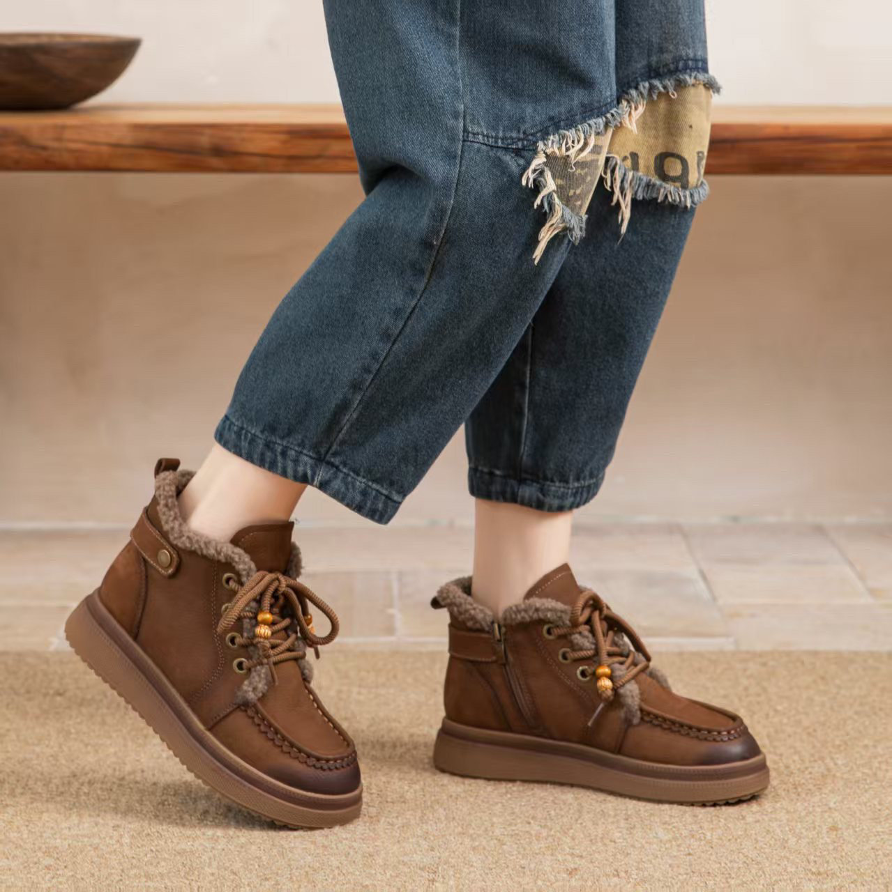 网红秋冬透气时尚韩版女鞋休闲鞋春季高帮老爹鞋百搭