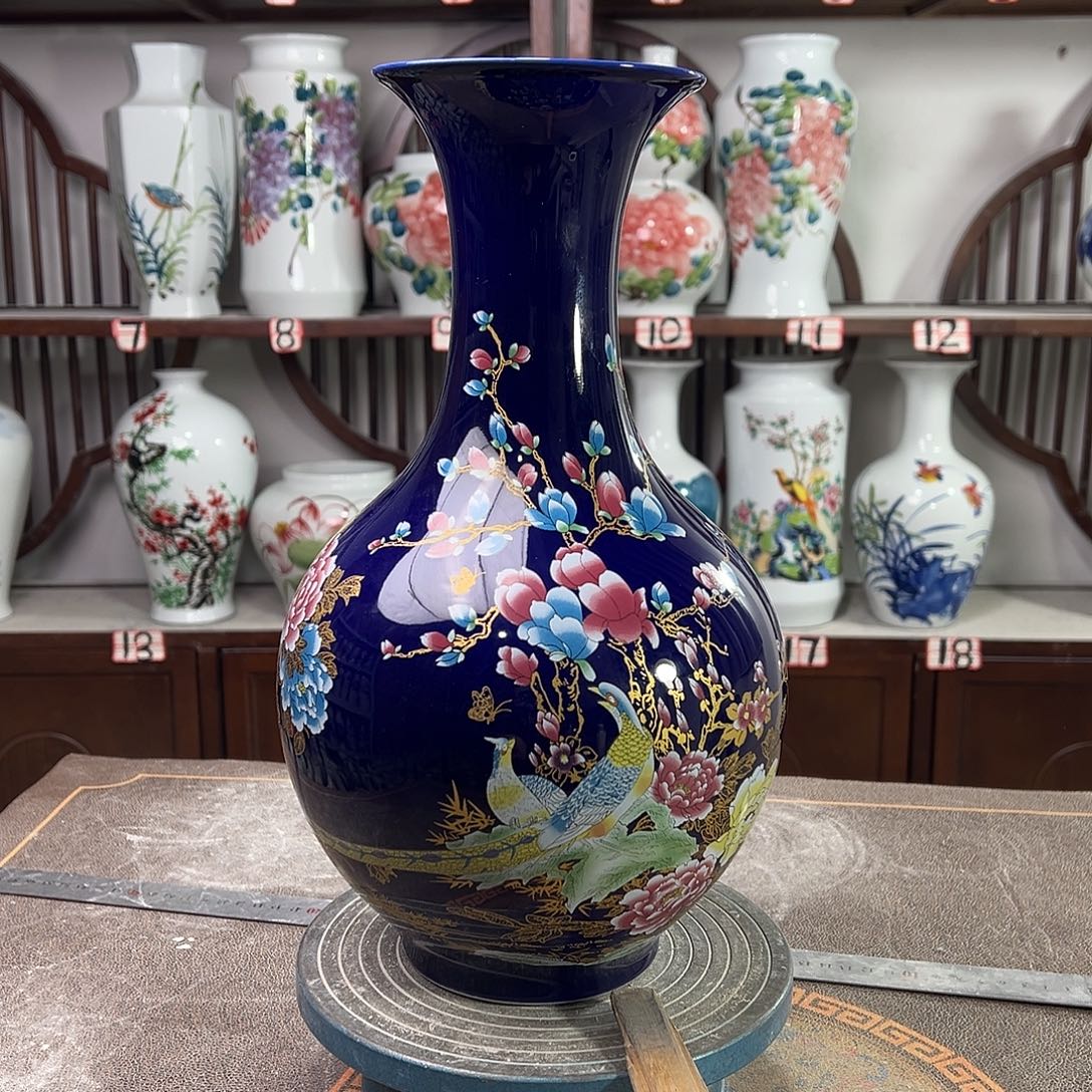 摆件陶景德镇陶瓷赏景泰蓝