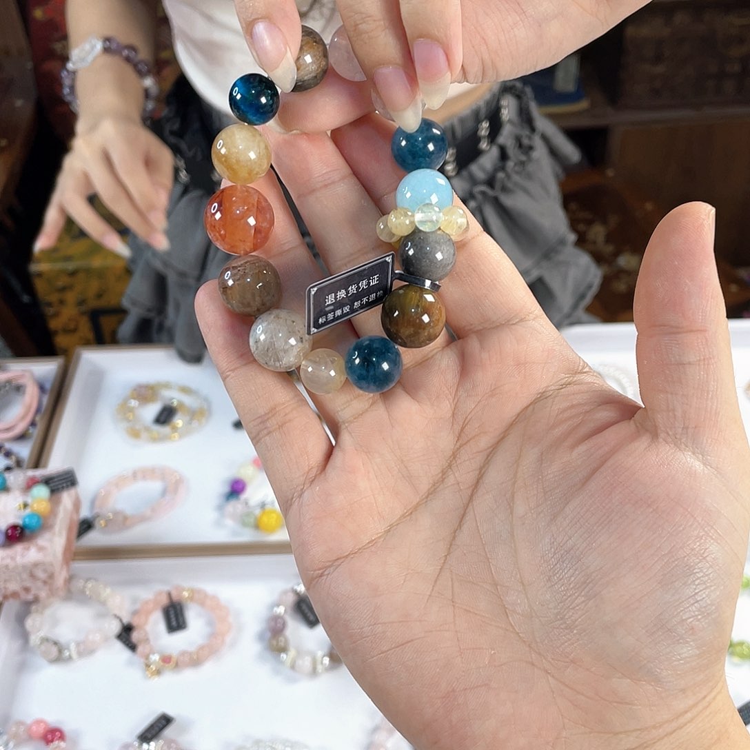 水晶手链银S925镀金镶嵌