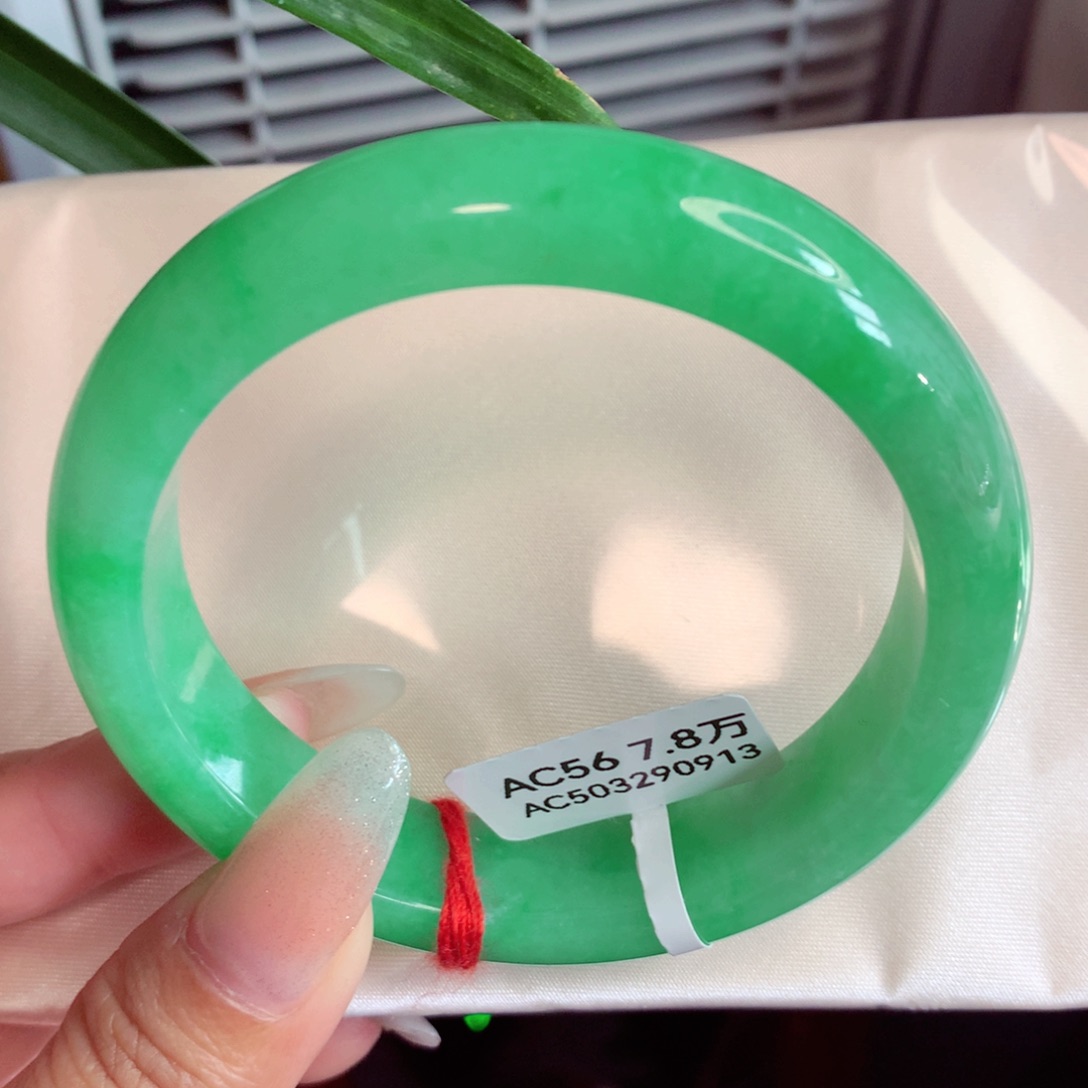 未镶嵌手镯翡翠56圈满绿 无包容性价比超高（13号）