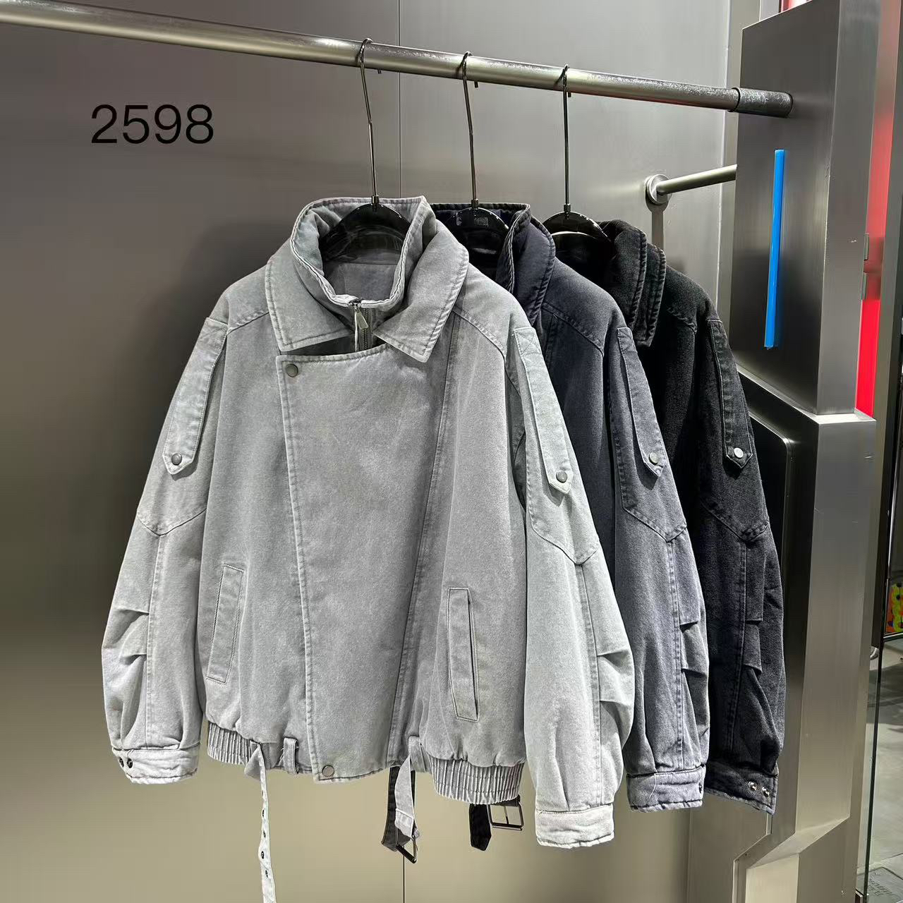 冬季新款时尚男女同款百搭加厚夹棉夹克外套高街夹克2598