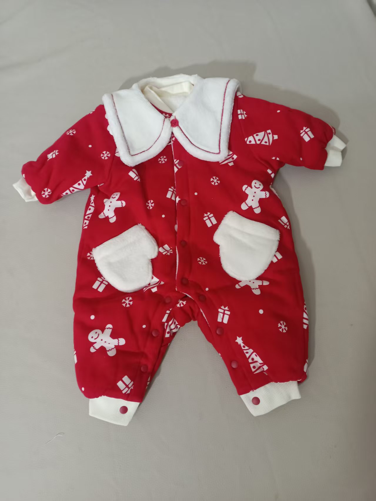 喜庆哈衣冬季爬服长袖秋冬女宝A类冬款通用女棉衣