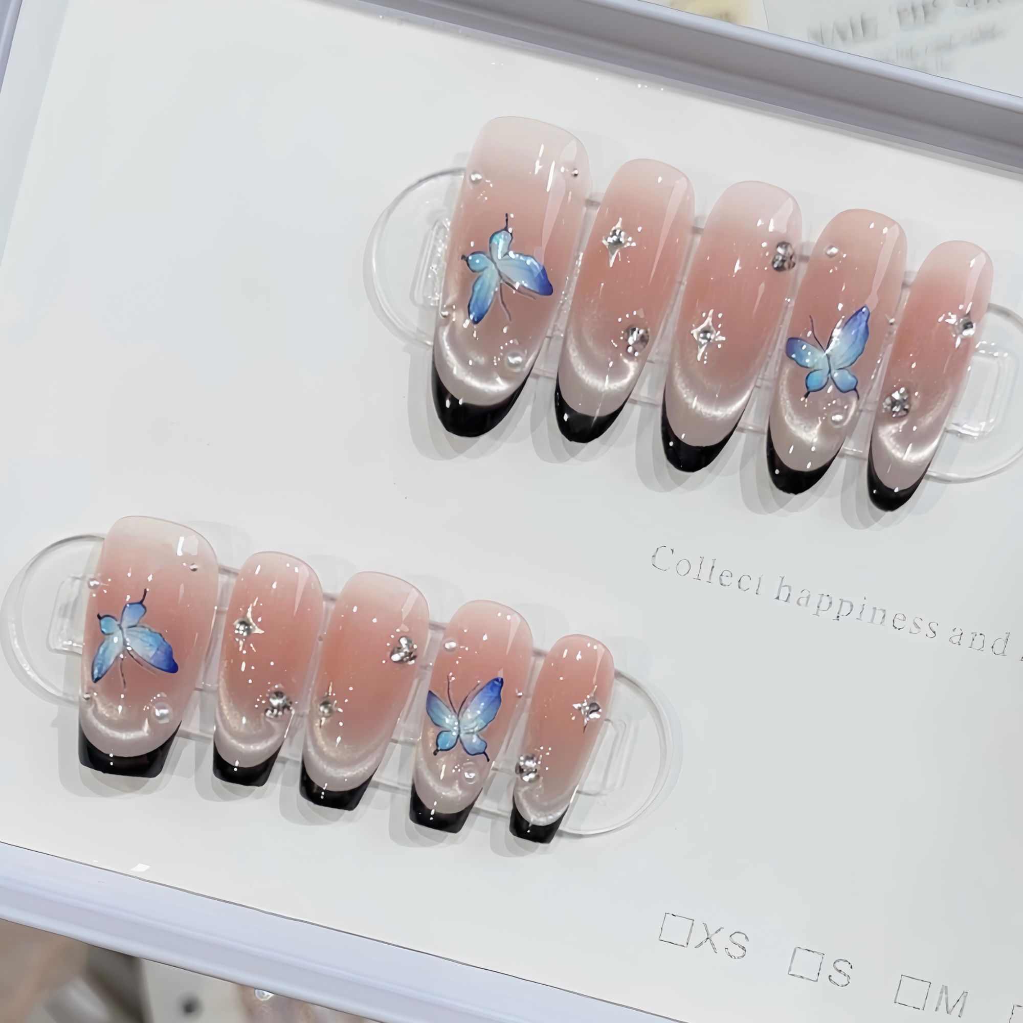 【福袋穿戴美甲】指尖碎钻渐变晕染款猫眼穿戴甲2025秋冬新款