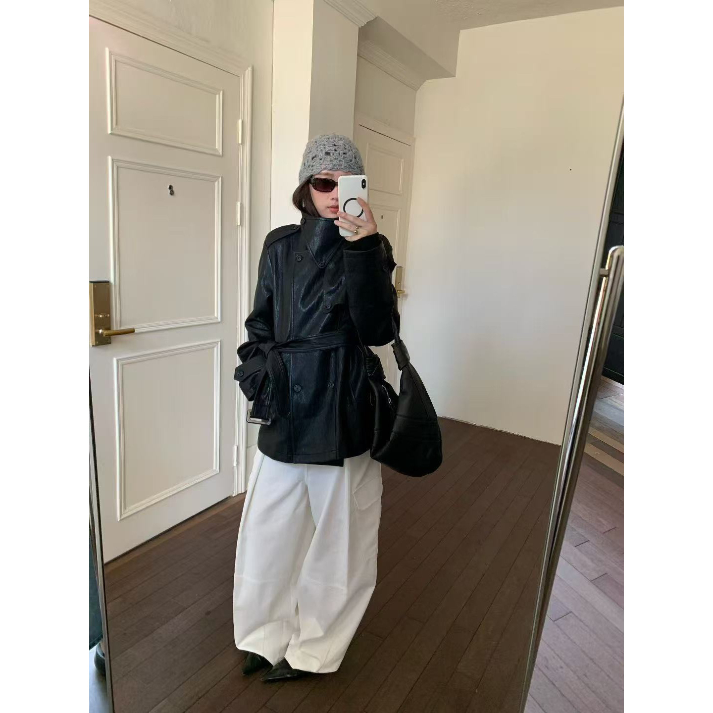 【NO退NO换】-立领的！极简风配腰带皮衣（MF3955#）M.FIVE