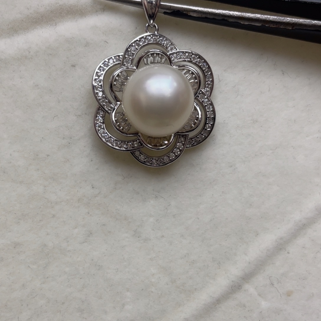 海水珍珠吊坠(不含链)银S925镶嵌