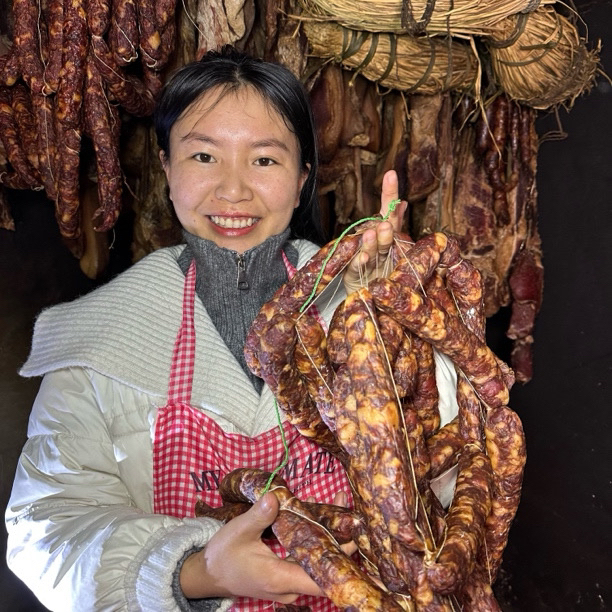 【幺妹甑选】农家麻辣五香广式纯肉手工烟熏腊肠 川渝特产