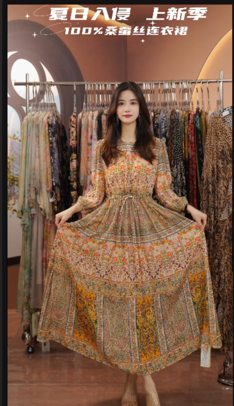 【2025款 色彩PARTY原创】桑蚕丝连衣裙250628-2