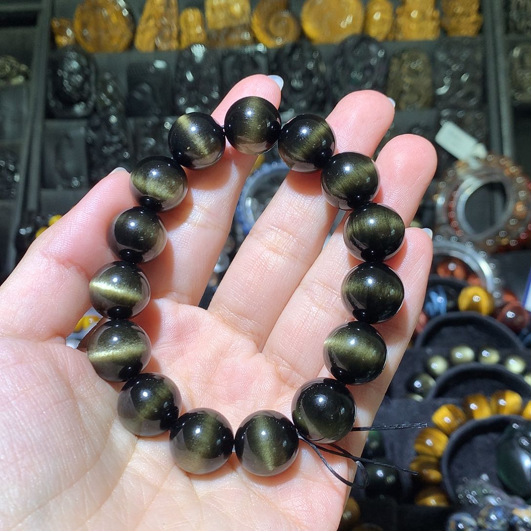 黑曜岩手链未镶嵌小**贝