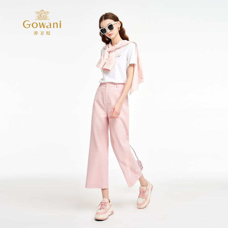 乔万尼商场同款极简风高腰直筒裤显瘦百搭舒适长裤休闲裤ED2F419