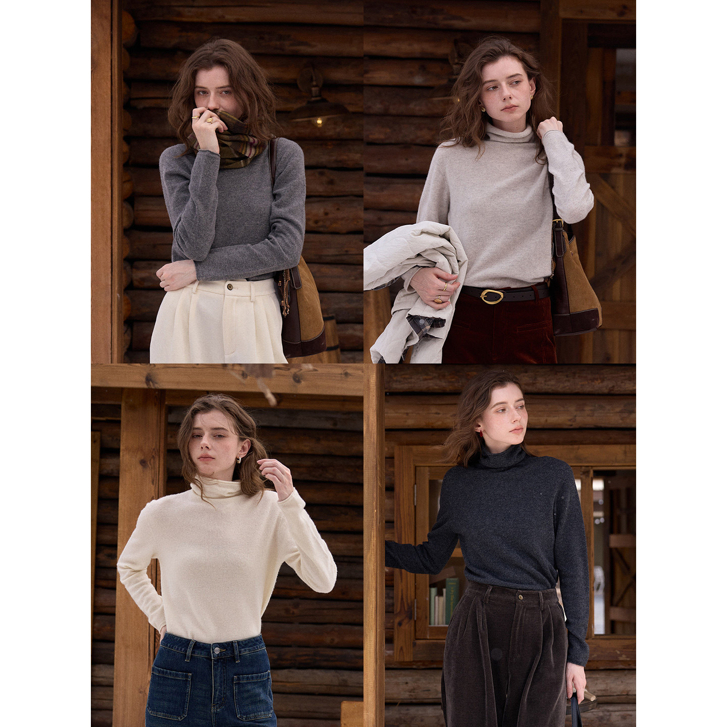 SimpleRetro柏林旧书店 羊绒绵羊毛无缝高领内搭打底衫女外穿毛衣