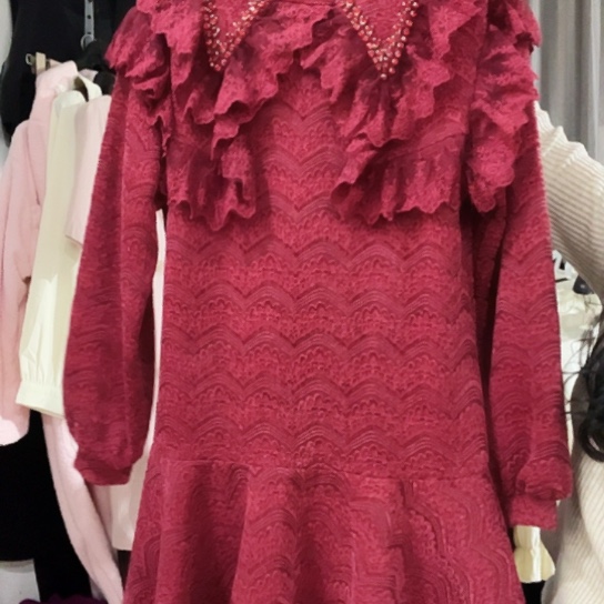 套头款红色重工连衣裙福利清版130斤以内