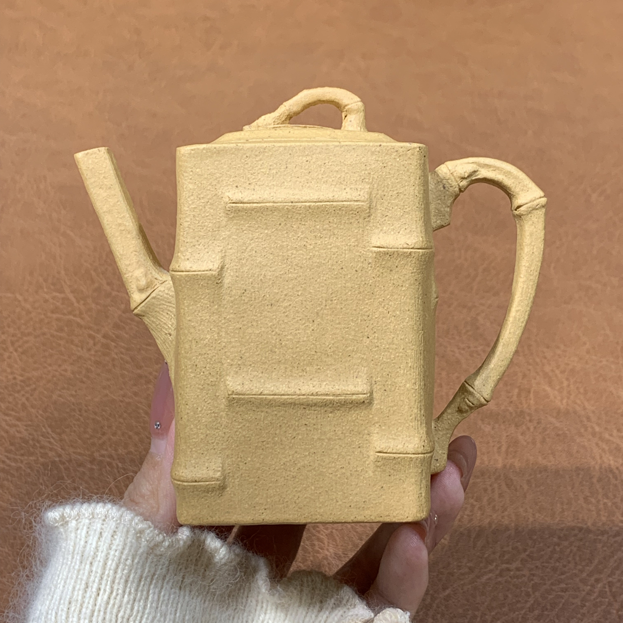 原矿本山绿泥四方隽竹壶150毫升全手工黄龙山泡茶茶壶紫砂壶288