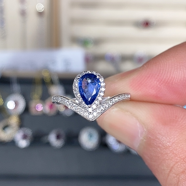 蓝宝石戒指银S925镶嵌