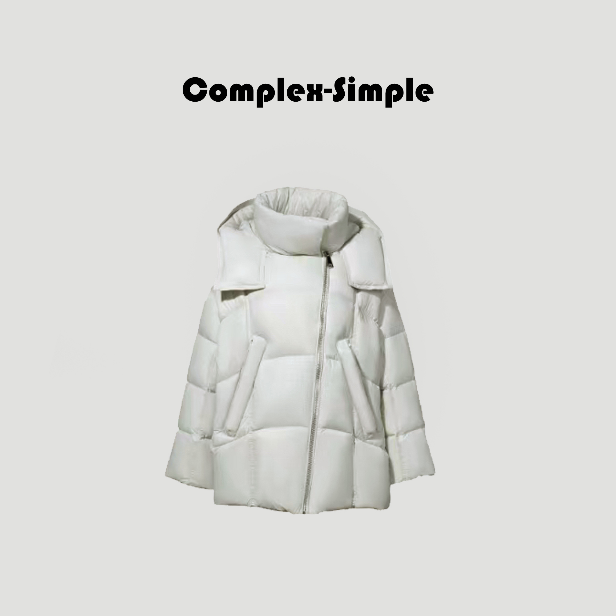 【斜拉链】25新款连帽羽绒服女士保暖大翻领外套韩版面包服251271