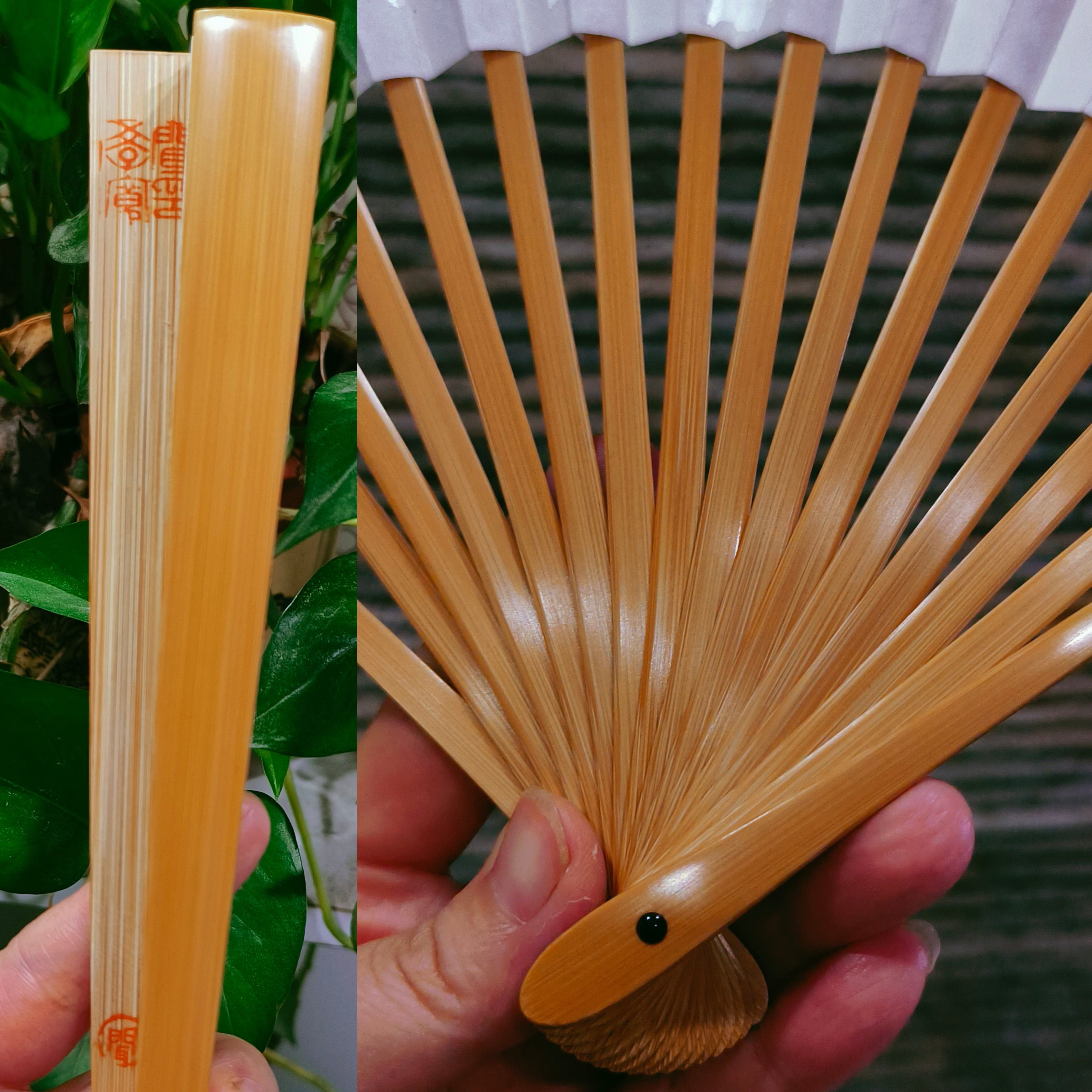 重器262收藏名家大师闻学宽精工玉竹折扇手工合青扇子玉兰头95