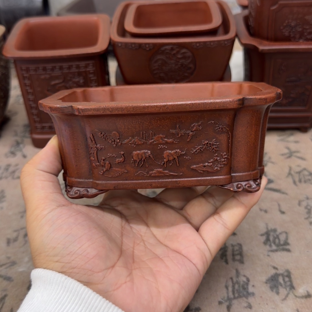紫砂花盆13.5x9.5x5内经紫砂花盆