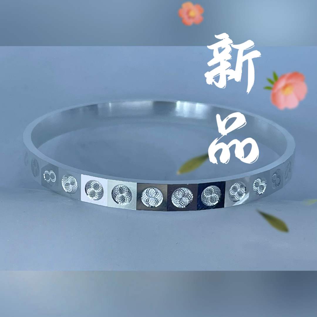 足银手镯 33号--发财 碎冰冰【闭口】手镯