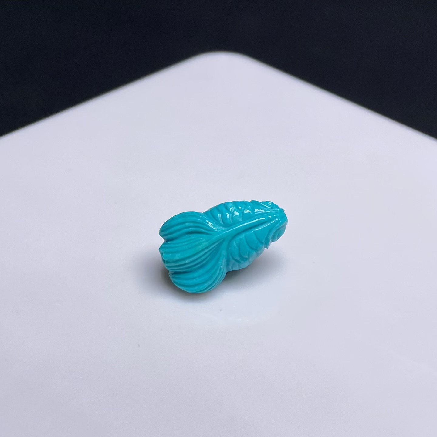 湖北原矿高瓷蓝绿松石手工雕刻年年有鱼DIY108佛串珠文玩珠宝吊坠